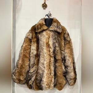 Vintage Hind Unisex 3/4 Long Artificial Fox Fur Coat/ NWOT